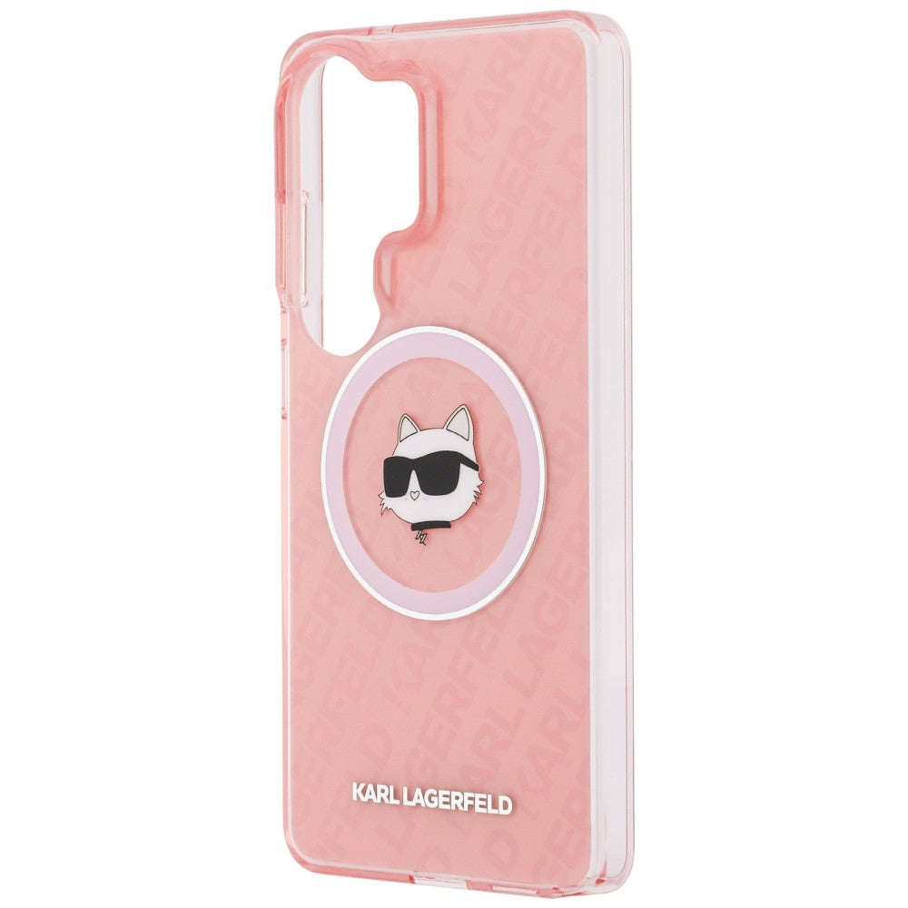 MagSafe hoesje voor Samsung Galaxy S26 Ultra S948, Karl Lagerfeld, IML Choupette Head on KL Repeated Logo, Roze