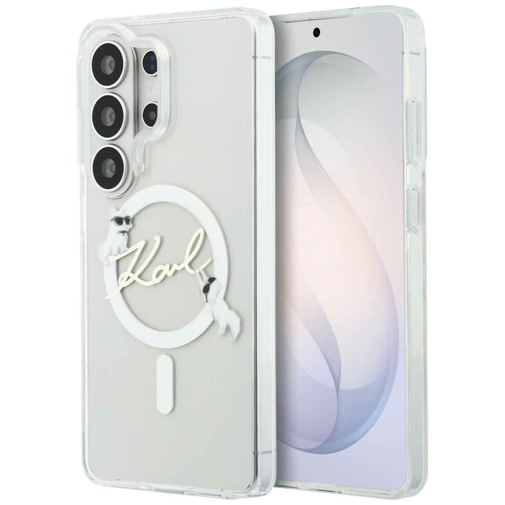MagSafe hoesje voor Samsung Galaxy S26 Ultra S948, Karl Lagerfeld, IML Choupette Karl Script Logo, Wit.