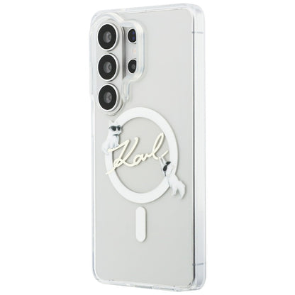 MagSafe hoesje voor Samsung Galaxy S26 Ultra S948, Karl Lagerfeld, IML Choupette Karl Script Logo, Wit.