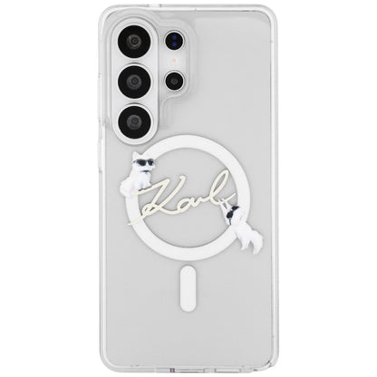 MagSafe hoesje voor Samsung Galaxy S26 Ultra S948, Karl Lagerfeld, IML Choupette Karl Script Logo, Wit.