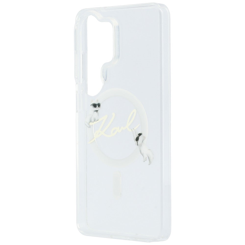 MagSafe hoesje voor Samsung Galaxy S26 Ultra S948, Karl Lagerfeld, IML Choupette Karl Script Logo, Wit.