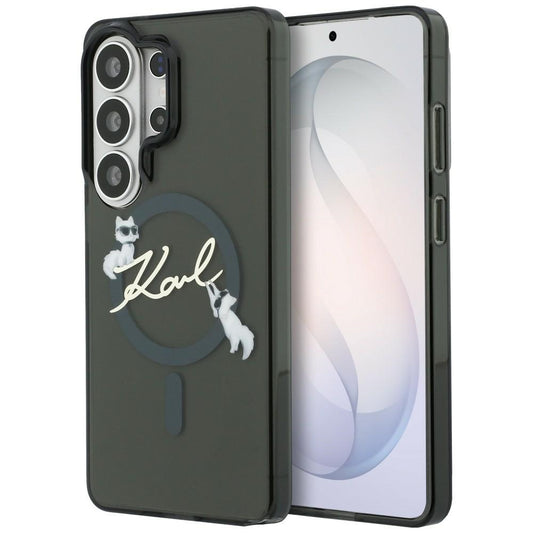 MagSafe hoesje voor Samsung Galaxy S26 Ultra S948, Karl Lagerfeld, IML Choupette Karl Script Logo, Zwart