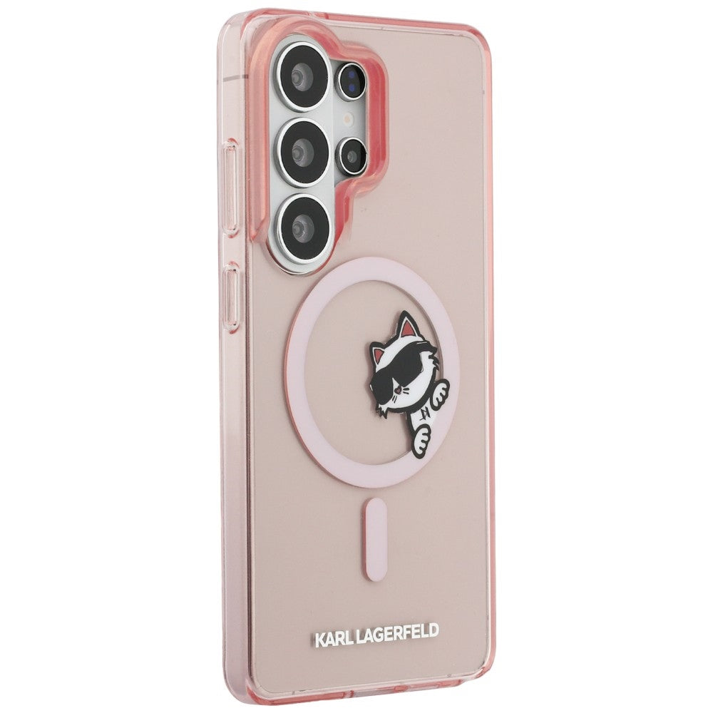 MagSafe hoesje voor Samsung Galaxy S26 Ultra S948, Karl Lagerfeld, IML Choupette Peekaboo Logo, Roze
