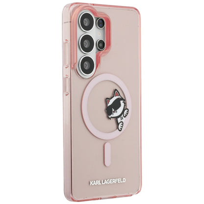 MagSafe hoesje voor Samsung Galaxy S26 Ultra S948, Karl Lagerfeld, IML Choupette Peekaboo Logo, Roze