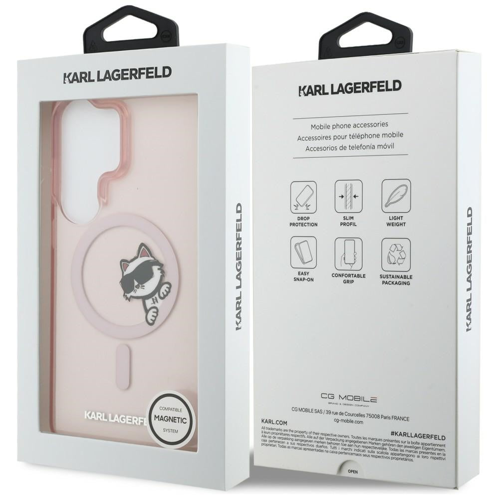 MagSafe hoesje voor Samsung Galaxy S26 Ultra S948, Karl Lagerfeld, IML Choupette Peekaboo Logo, Roze