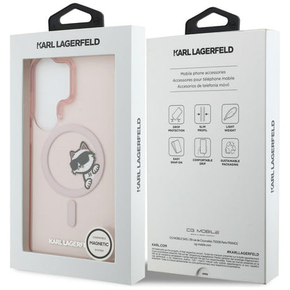 MagSafe hoesje voor Samsung Galaxy S26 Ultra S948, Karl Lagerfeld, IML Choupette Peekaboo Logo, Roze