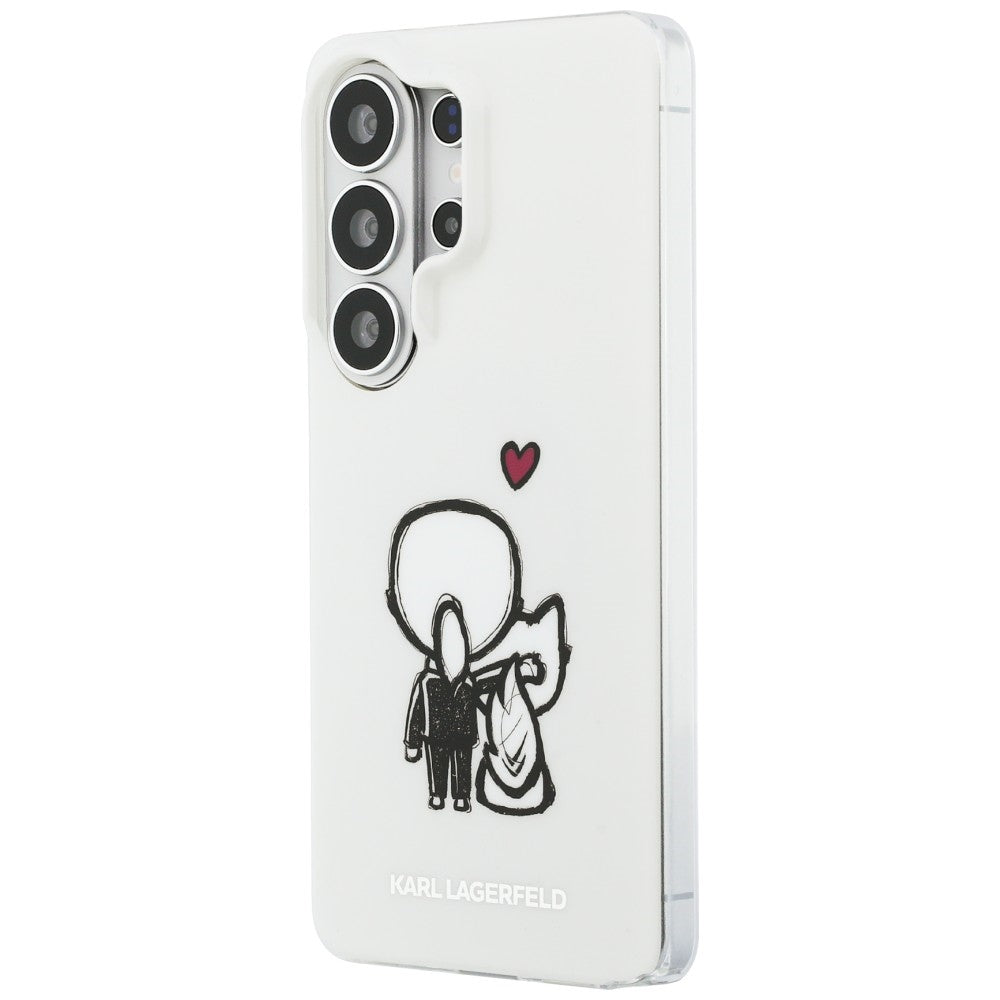 Coque MagSafe pour Samsung Galaxy S26 Ultra S948, Karl Lagerfeld, IML Karl & Choupette Back Logo, Blanche