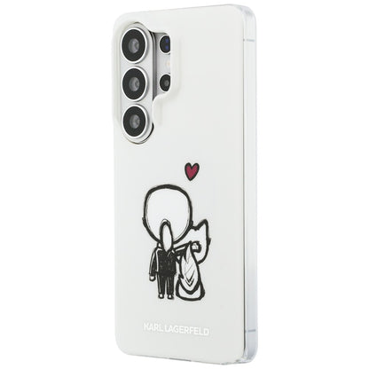 Coque MagSafe pour Samsung Galaxy S26 Ultra S948, Karl Lagerfeld, IML Karl & Choupette Back Logo, Blanche