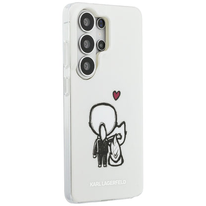 Coque MagSafe pour Samsung Galaxy S26 Ultra S948, Karl Lagerfeld, IML Karl & Choupette Back Logo, Blanche