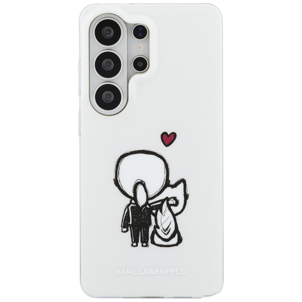 Coque MagSafe pour Samsung Galaxy S26 Ultra S948, Karl Lagerfeld, IML Karl & Choupette Back Logo, Blanche