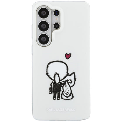 Coque MagSafe pour Samsung Galaxy S26 Ultra S948, Karl Lagerfeld, IML Karl & Choupette Back Logo, Blanche