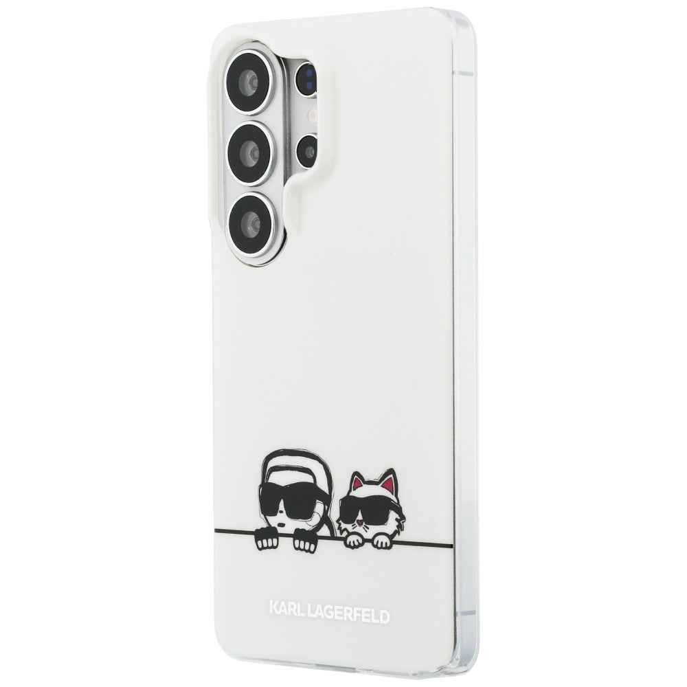 MagSafe Hülle für Samsung Galaxy S26 Ultra S948, Karl Lagerfeld, IML Karl & Choupette Peekaboo Logo, Weiß