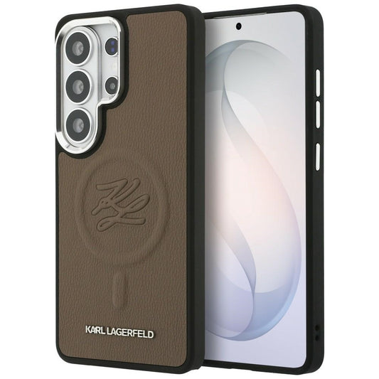 MagSafe hoesje voor Samsung Galaxy S26 Ultra S948, Karl Lagerfeld, Initial Logo Debossed, Bruin