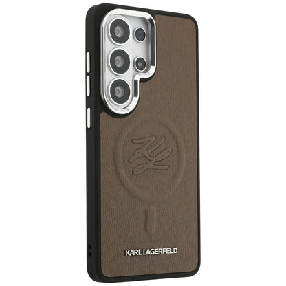 MagSafe hoesje voor Samsung Galaxy S26 Ultra S948, Karl Lagerfeld, Initial Logo Debossed, Bruin