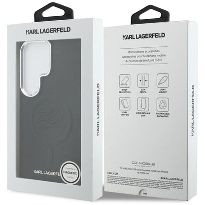 MagSafe Hülle für Samsung Galaxy S26 Ultra S948, Karl Lagerfeld, Initial Logo Debossed, Schwarz