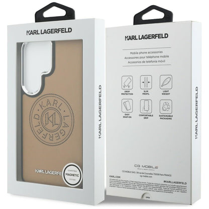 Étui MagSafe pour Samsung Galaxy S26 Ultra S948, Karl Lagerfeld, Karl Round Point Logo, Marron