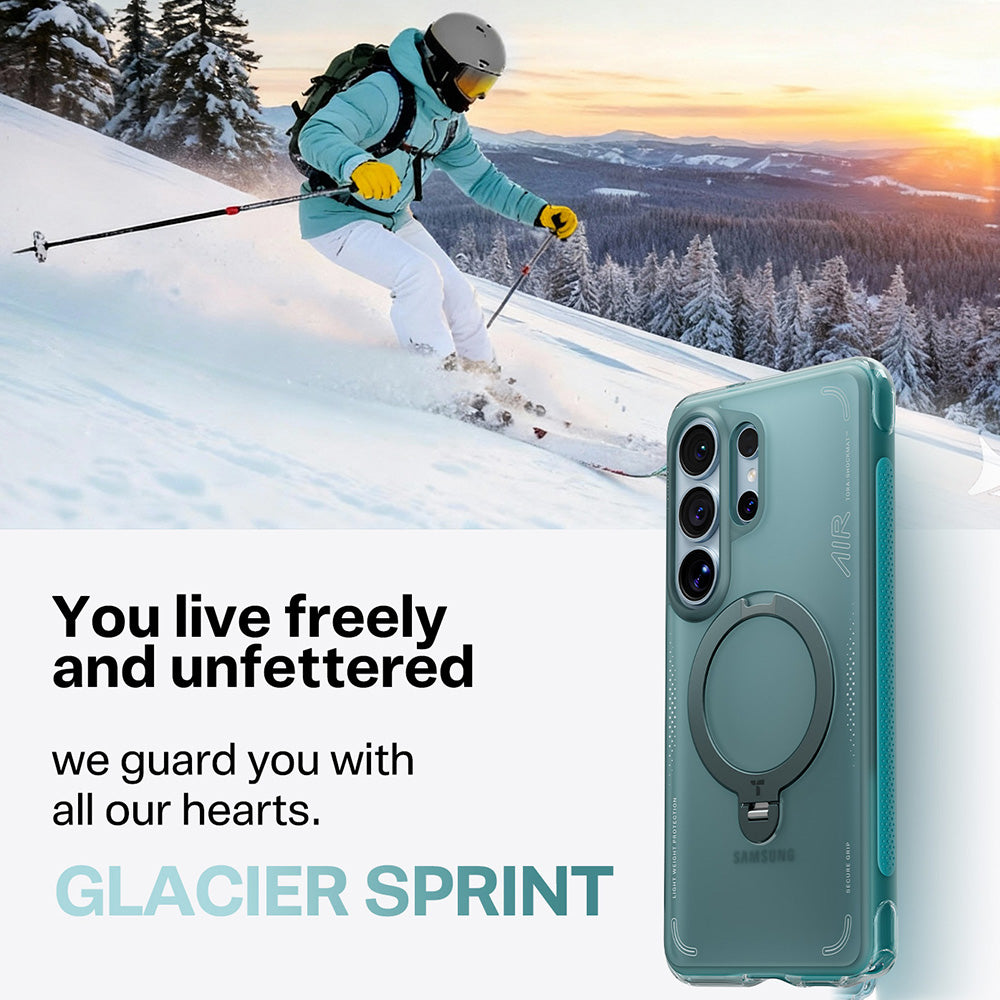 Coque MagSafe pour Samsung Galaxy S26 Ultra S948, Torras, Ostand Spin Air, Vert