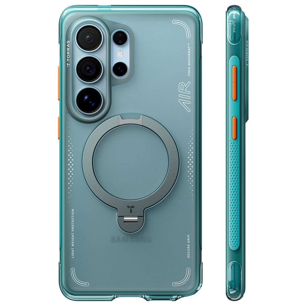 Coque MagSafe pour Samsung Galaxy S26 Ultra S948, Torras, Ostand Spin Air, Vert