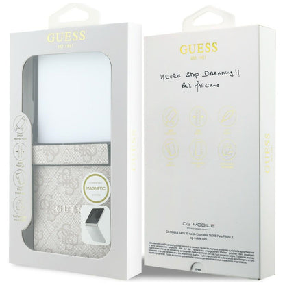 Coque MagSafe pour Samsung Galaxy Z Flip8 F776, Guess, 4G Leather Classic, Rose