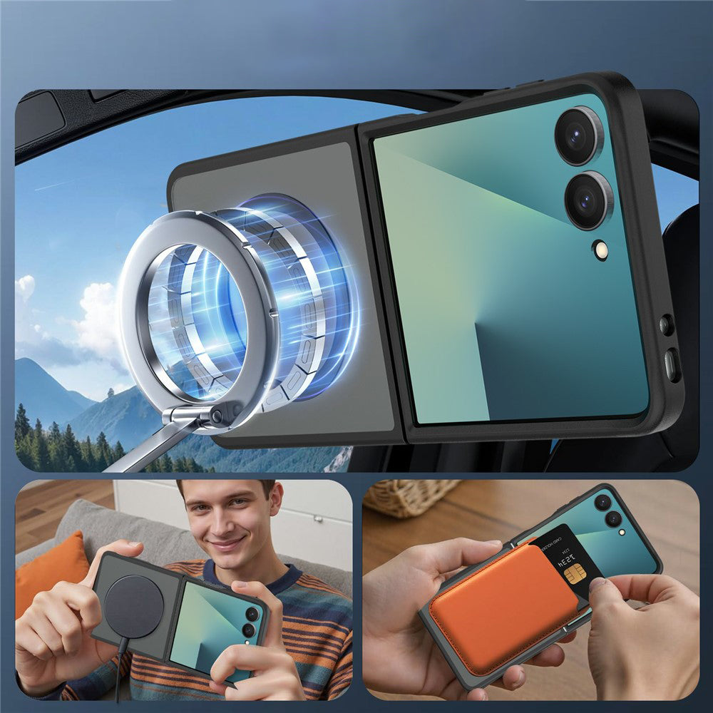 Coque MagSafe pour Samsung Galaxy Z Flip8 F776, Techsuit, PureFrost, Noir Satiné