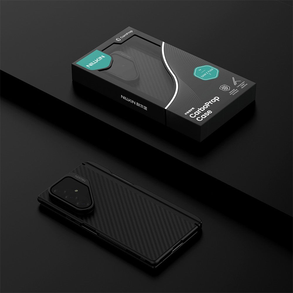 MagSafe-Hülle für Samsung Galaxy Z Fold7 F966, Nillkin, CarboProp mit transparentem schwarzem Objektivschutz und S-Pen-Halter, Schwarz