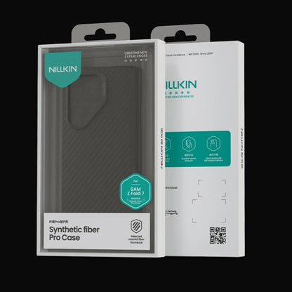 Coque MagSafe pour Samsung Galaxy Z Fold7 F966, Nillkin, Synthetic Fiber Pro, Noir Doré