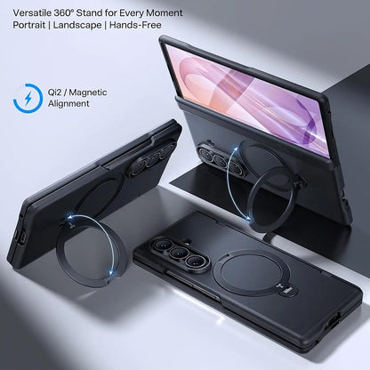 Coque MagSafe pour Samsung Galaxy Z Fold8 Ultra F976, Torras, Ostand Q3 Spin, Noire