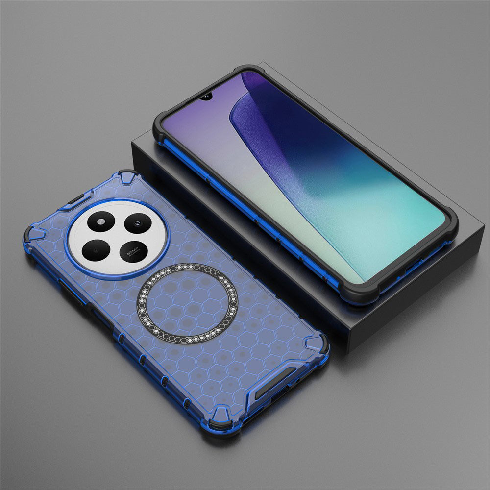 Coque MagSafe pour Xiaomi Poco C75 / Redmi 14C, Techsuit, HoneyComb Shield, Bleue
