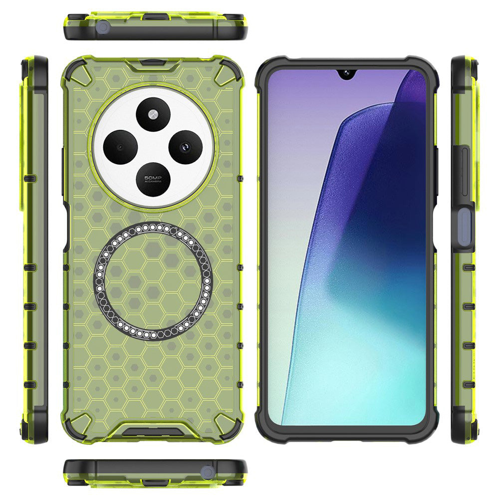 Coque MagSafe pour Xiaomi Poco C75 / Redmi 14C, Techsuit, HoneyComb Shield, Vert