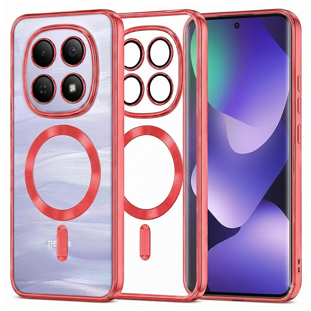 Coque MagSafe pour Xiaomi Poco M8 / Redmi Note 15 5G / Note 15 4G, Techsuit, Luxury Crystal, Rouge