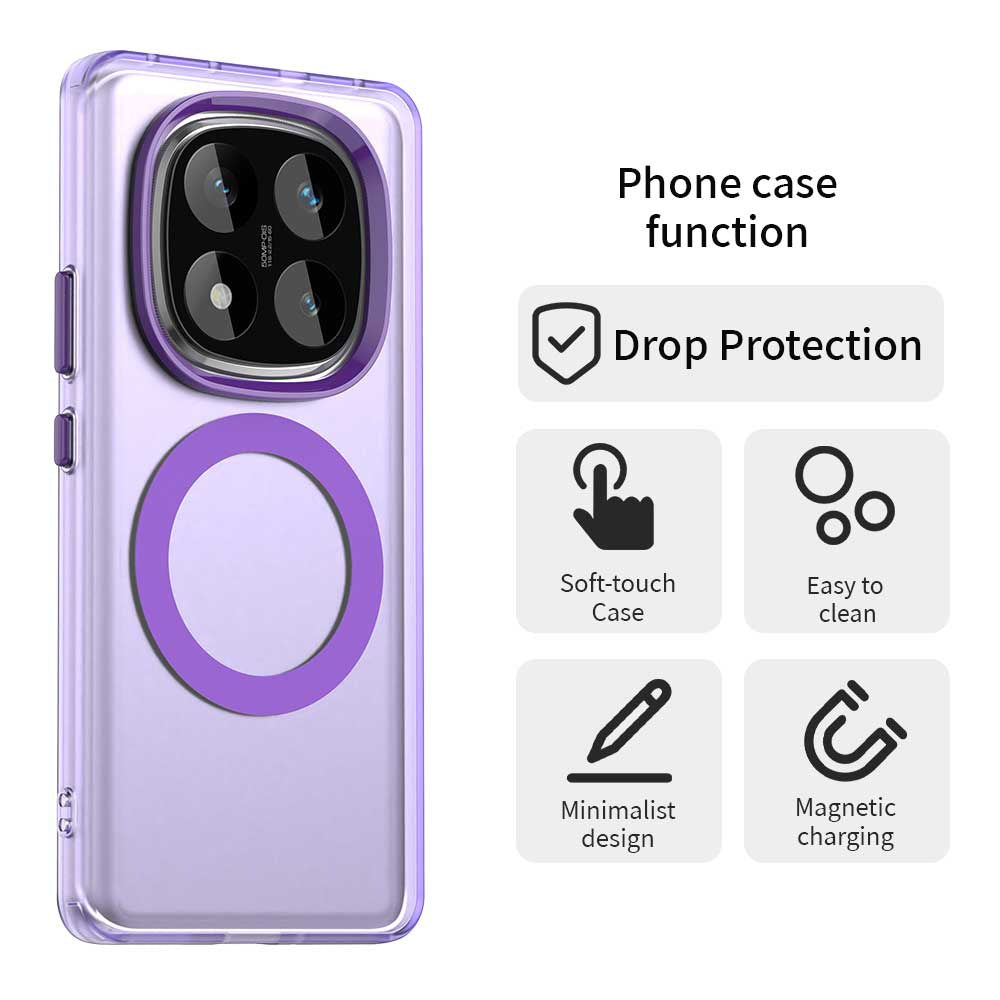 Coque MagSafe pour Xiaomi Poco X7 / Redmi Note 14 Pro 5G, Techsuit, CandyCase, Violet