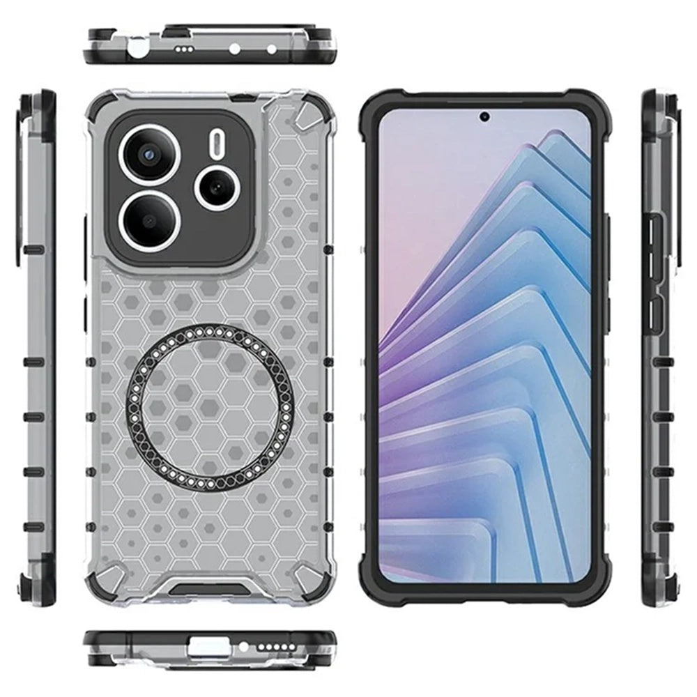 MagSafe-Hülle für Xiaomi Redmi Note 14 5G, Techsuit, HoneyComb Shield, Schwarz