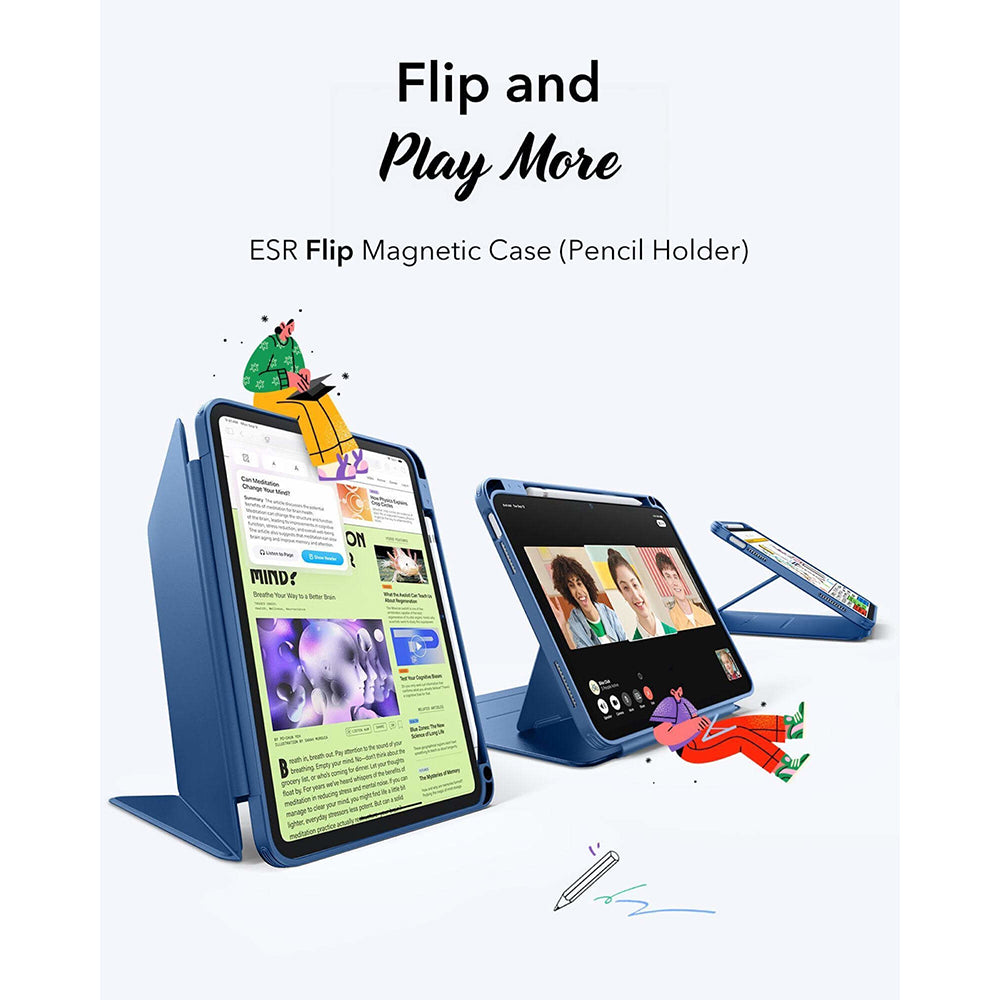 Hoes voor Apple iPad (2025) / (2022), ESR, Flip Hybrid, Blauw