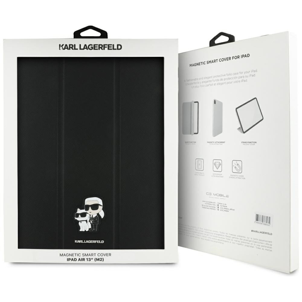 Coque pour Apple iPad Air 13 (2026) / Air 13 (2025) / Air 13 (2024), Karl Lagerfeld, Saffiano Karl & Choupette, Noire