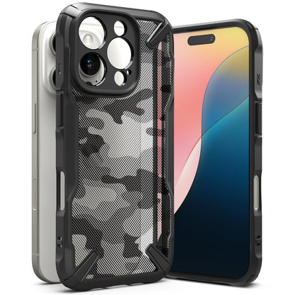 Hoesje voor Apple iPhone 16 Pro, Ringke, Fusion X Camo, Zwart 