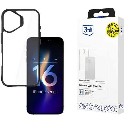 Beschermhoes voor Apple iPhone 16 Plus, 3MK, Satin Armor Case+, Transparant 