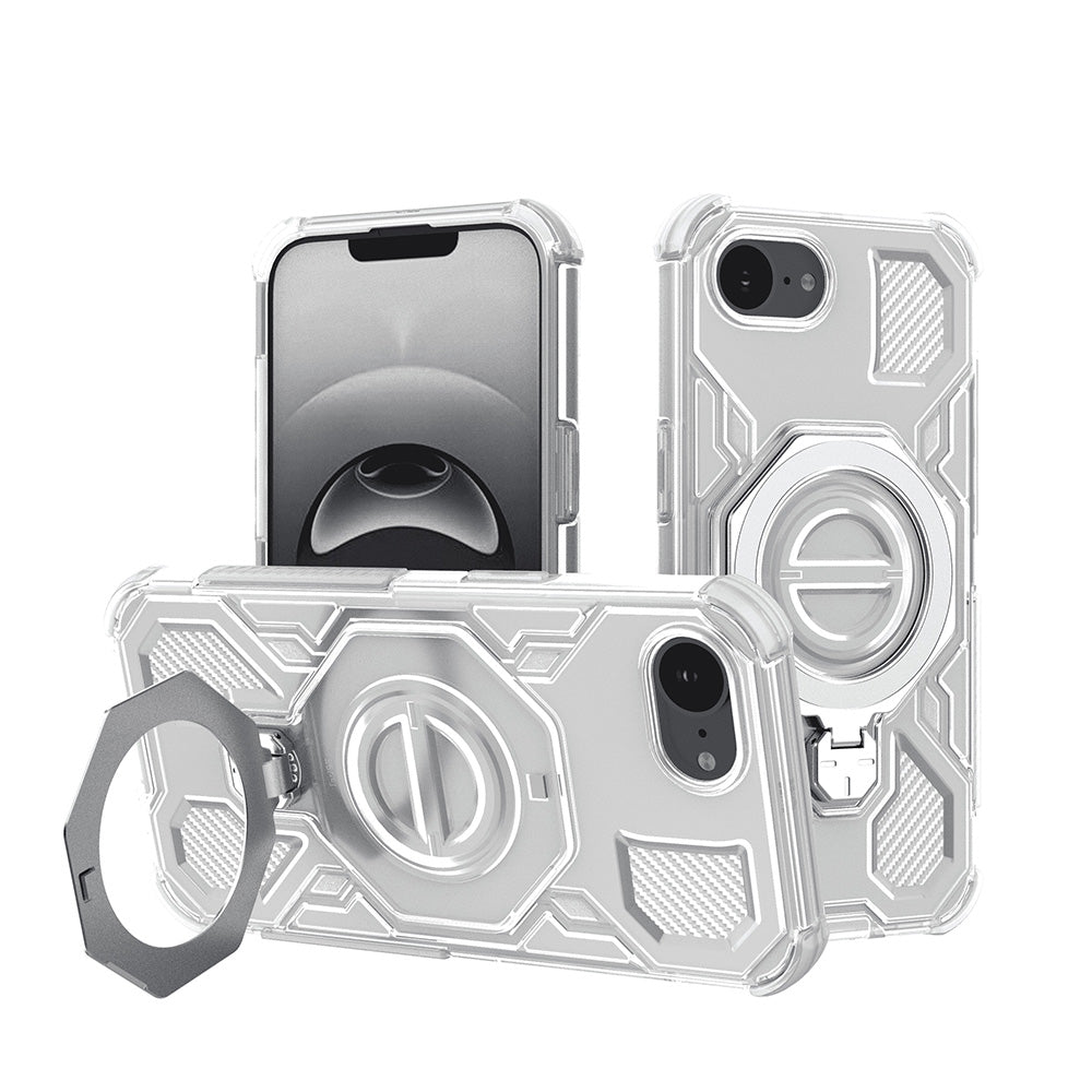Hoes voor Apple iPhone 17e / 16e, Techsuit, Carbon Shield Pro, Wit