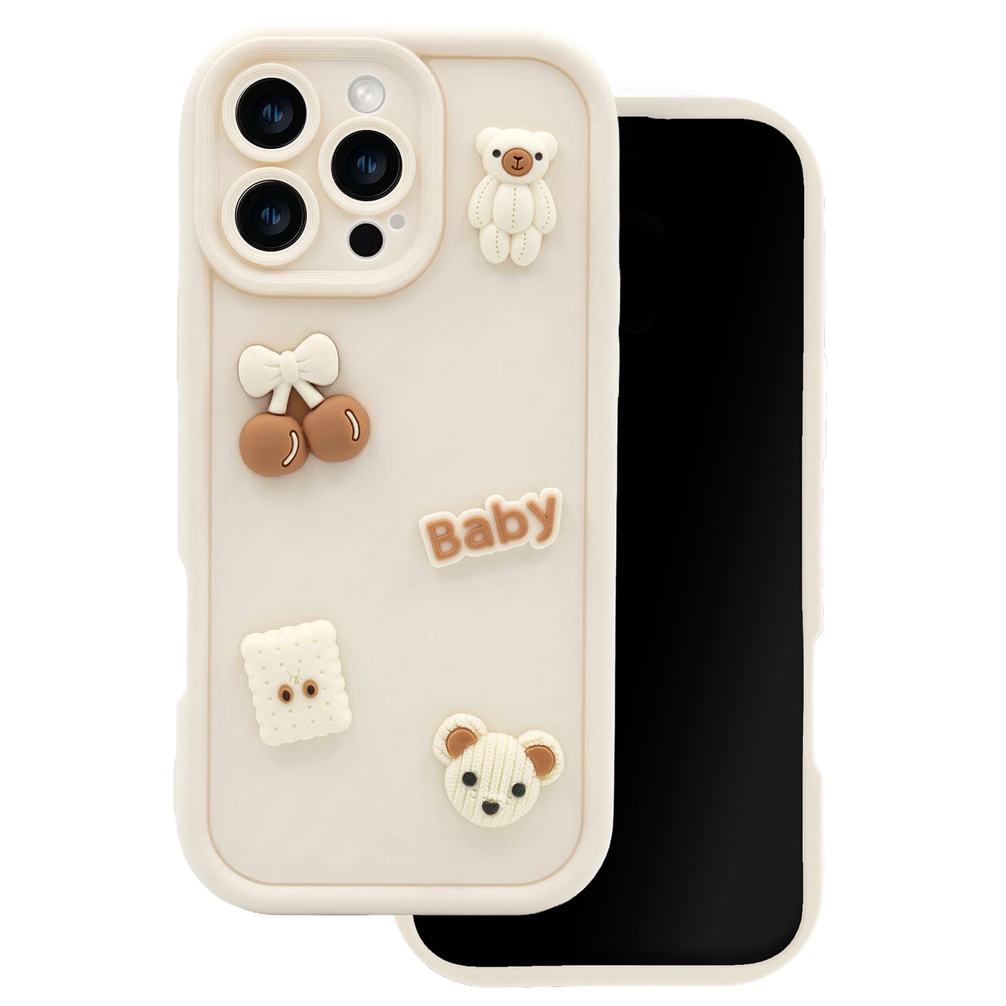 Hoesje voor Apple iPhone 14, OEM, Ultra Trendy 3D Bear, Beige