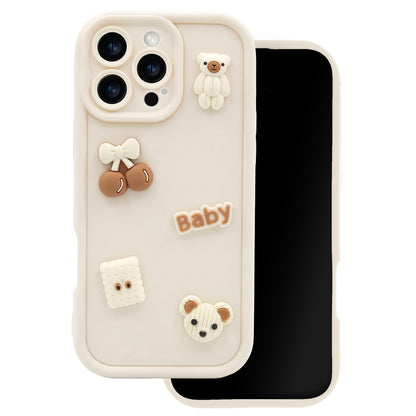 Hoesje voor Apple iPhone 14, OEM, Ultra Trendy 3D Bear, Beige