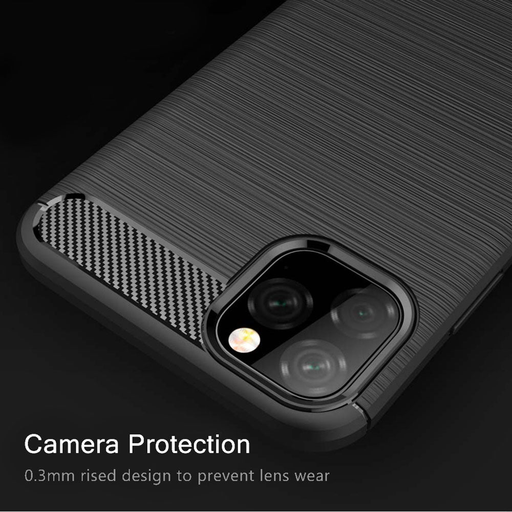 Hoes voor Apple iPhone 11 Pro Max, Techsuit, Carbon, Zwart