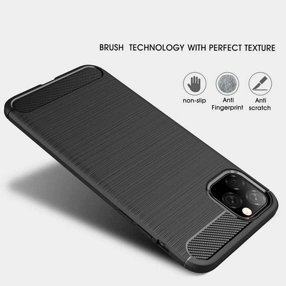 Hoes voor Apple iPhone 11 Pro Max, Techsuit, Carbon, Zwart
