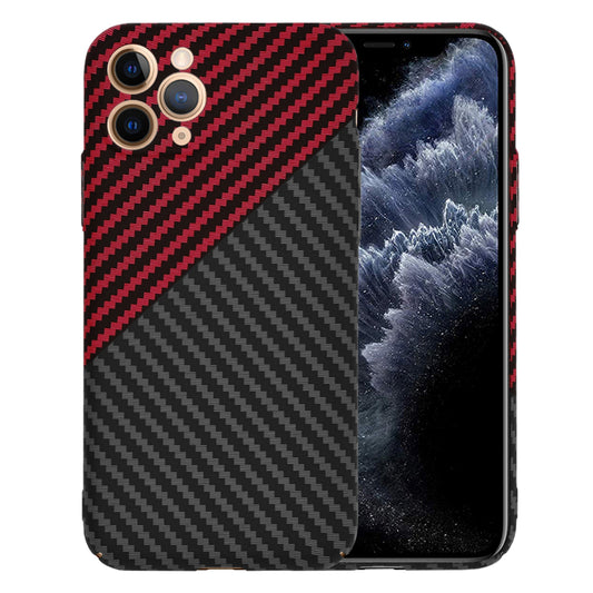 Hoes voor Apple iPhone 11 Pro, Techsuit, Carbonite FiberShell, Zwart Rood