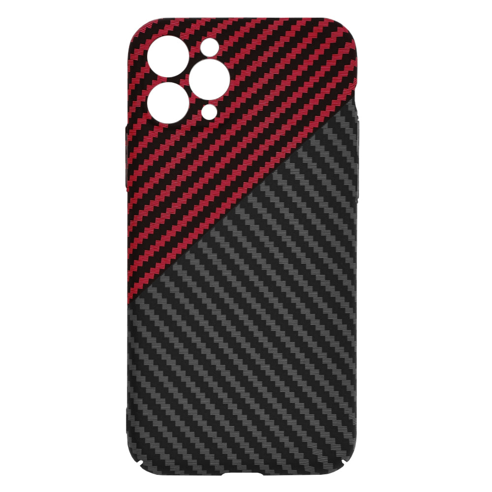 Hoes voor Apple iPhone 11 Pro, Techsuit, Carbonite FiberShell, Zwart Rood