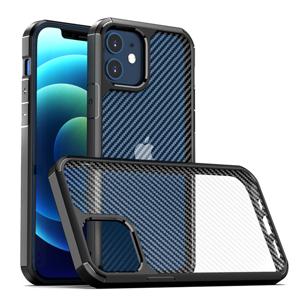 Case for Apple iPhone 12 / 12 Pro, Techsuit, CarbonFuse, Black
