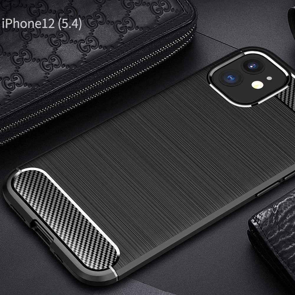 Hoes voor Apple iPhone 12 mini, Techsuit, Carbon, Zwart