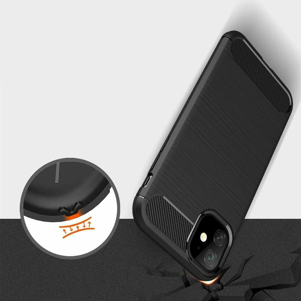 Hoes voor Apple iPhone 12 mini, Techsuit, Carbon, Zwart