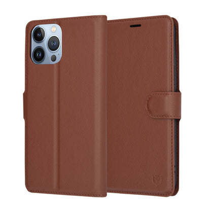 Hülle für Apple iPhone 13 Pro Max, Techsuit, Leder-Folio, Braun