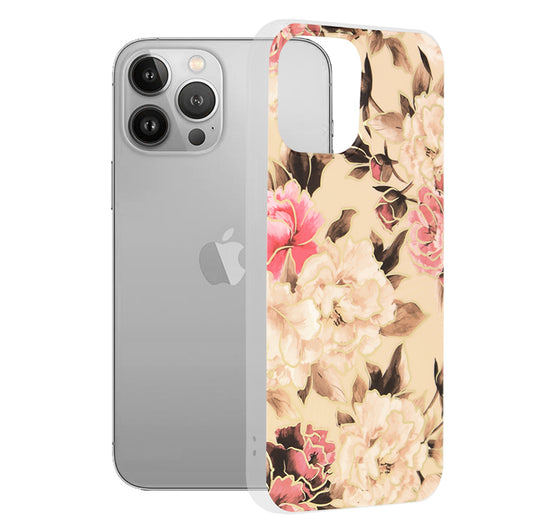 Hoes voor Apple iPhone 13 Pro Max, Techsuit, Marble, Beige