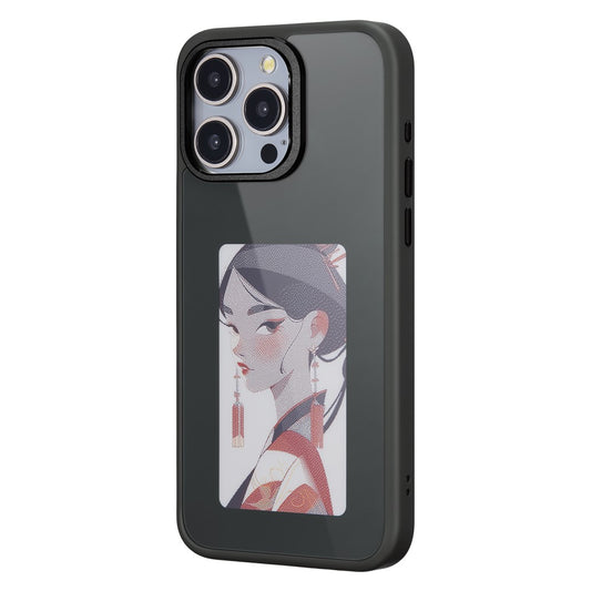 Coque pour Apple iPhone 14 Pro Max, OEM, Écran personnalisé E-Ink, Noir