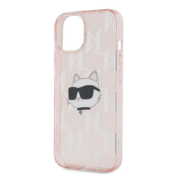 Hülle für Apple iPhone 14, Karl Lagerfeld, IML Luxury Monogram Choupette's Head, Rosa
